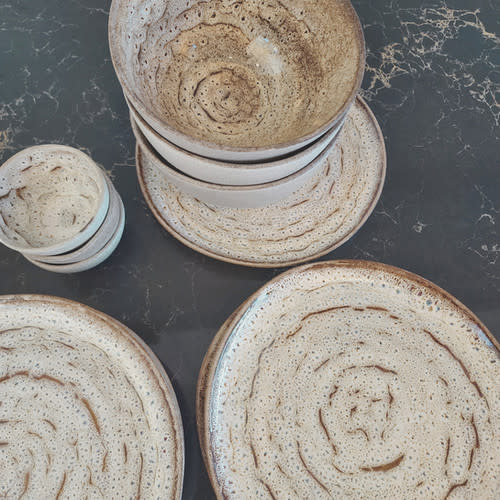 Truffle Sand Ceramic Dinnerware + Serving Sets