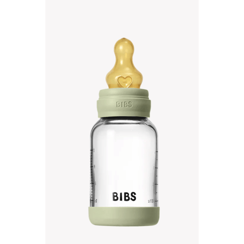 BIBS Baby Glass Bottle Set 4oz Latex - Sage | Anti-Colic & Durable – Bibsworld store US