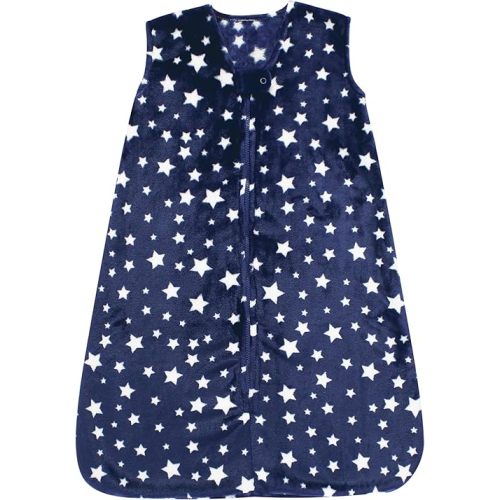 Hudson Baby Unisex Baby Plush Sleeping Bag, Sack, Blanket, Navy Stars, 0-6 Months
