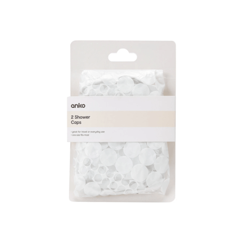2 Pack White Shower Caps - White - One Size