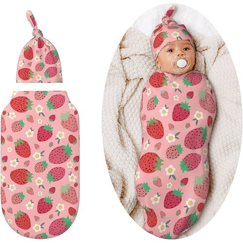 Strawberry Swaddle Blankets Soft Receiving Blanket Baby Swaddle Wrap for Baby Girls Boys