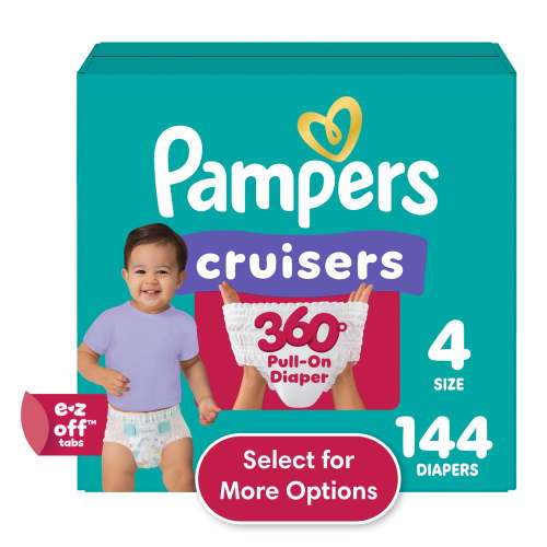 Pampers Cruisers 360 Baby Diapers Size 4, 144 Count (Select for More Options)