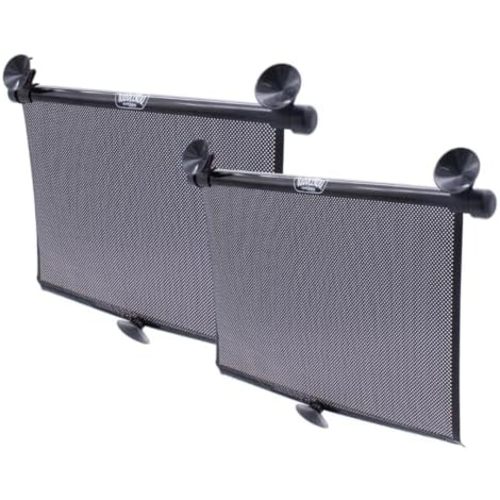 Toddleroo by North States - Extra Wide Car Window Shades for Baby: Car Shades for Side Windows - Retractable Pull-Down Roller - Black - 2-Pack