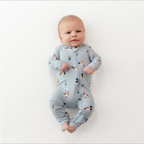 Zippered Romper in Mallard Duck