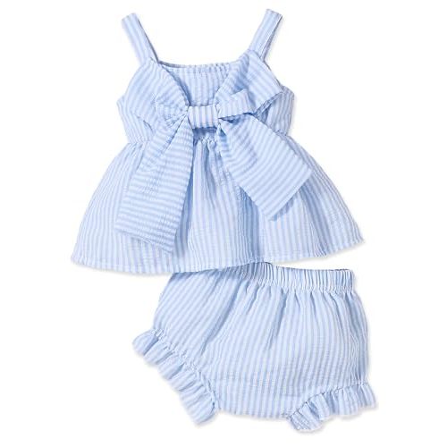 AuralBabe Newborn Baby Girl Clothes Summer Outfits Infant Ruffle Sleeveless Cute Bow Tank Tops 3 6 12 18 Months