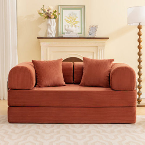 Latitude Run® Corduroy Foldable Sofa Bed with High-Rebound Density Sponge & Reviews | Wayfair