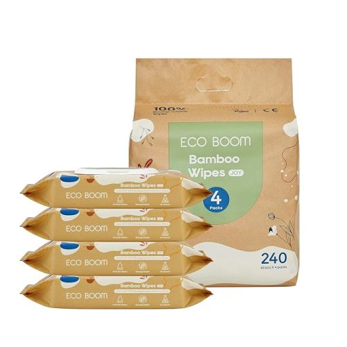 LittleGiggles ECO BOOM Bamboo Viscose Wipes | Non-Toxic, Organic & Biodegradable Baby Wipes | Unscented, Hypoallergenic, Vegan for Sensitive Skin, 240 Count - ECO BOOM Bamboo Viscose Wipes | Non-Toxic, Organic & Biodegradable Baby Wipes | Unscented, Hypoa