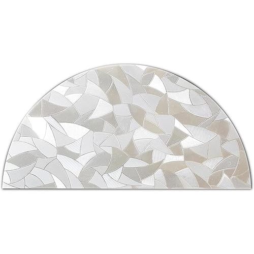 Autotech Park Precut Modern Mosaic Arched Window Film Shade, Self Adhesive Static Cling, 19 inches Diameter