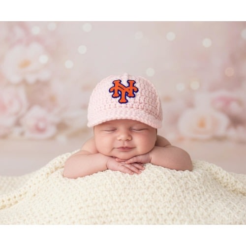 Handmade NY Mets Baby Girl Hat: Newborn Baseball Cap