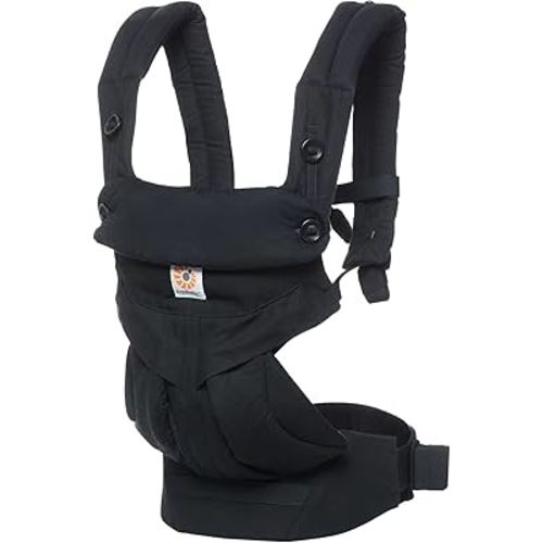 Ergobaby 360 All-Position Baby Carrier with Lumbar Support (12lbs - 45lbs) - Premium Cotton Toddler Carrier - Soft Air Mesh Fabric - Pure Black