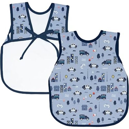 BapronBaby Be Brave - Police Patrol Bapron - No Neck Tie Safer Bib for Baby & Toddler - Soft Waterproof Stain Resistant - Machine Washable - Sz Baby/Toddler 6m-3T