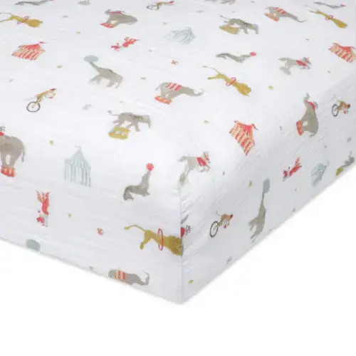 Elephant Circus Cotton Muslin Crib Sheet | aden + anais