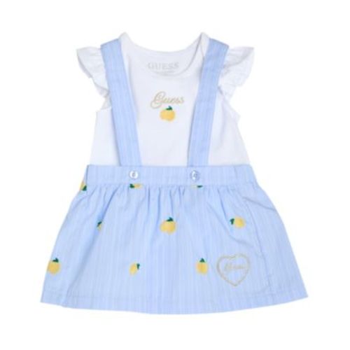 Baby Girls' Short Sleeve Bodysuit and Poplin Yarn Dye Stripe Skirtall, 2-Piece Set