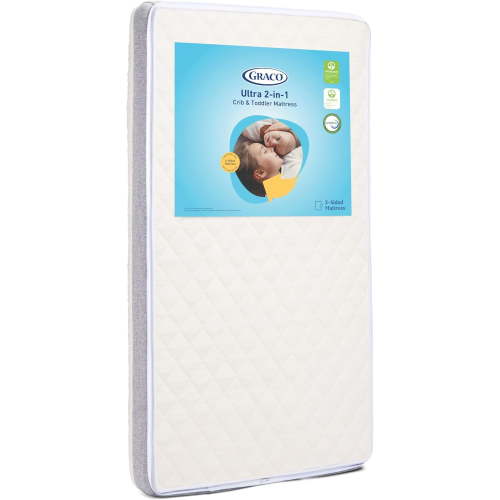 Ultra 2-in-1 Premium Dual Sided Crib & Toddler Mattress - GREENGUARD Gold, CertiPUR-US Certified Foam, Machine Washable Cover with 100% Waterproof Surface, Fits Standard Crib & Toddler Beds