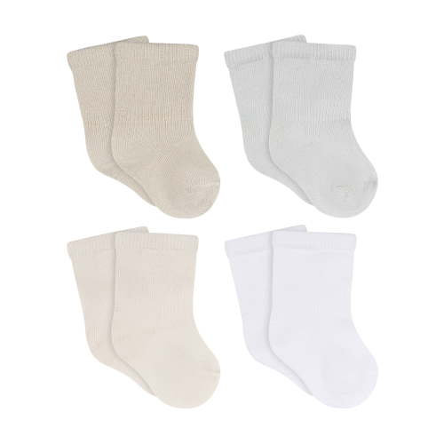 Gerber Baby Neutral Wiggle Proof Jersey Crew Socks, 4-Pack, Sizes 0/6 Months - 6/12 Months