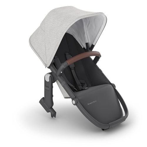 UPPAbaby RumbleSeat V2+ Second Lower Seat/Compatible with Vista V2 and Vista V3 / Adapters, Bumper Bar, Bug Shield Included/Anthony (White+Grey Chenille/Carbon Frame/Chestnut Leather)