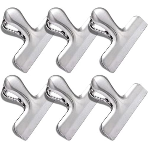 6 Pack Bag Clips, Stainless Steel Chip, Chip Clips Food Clip, Heavy Duty Air Tight Seal Kitchen Clip Snack Food Bag Clamp