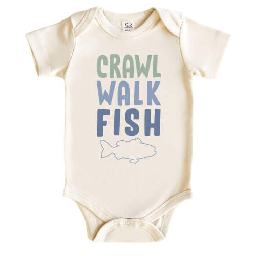 Crawl, Walk, Fish Graphic Bodysuit | Natural