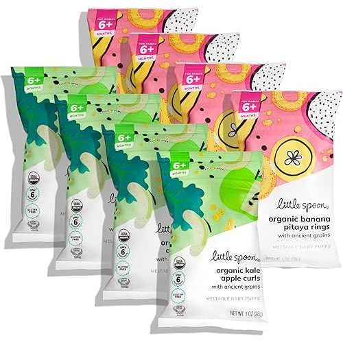 Little Spoon Organic Baby Puffs Variety Pack – Kale Apple & Banana Pitaya Duo – Meltable Toddler Puffs (2-Pack)
