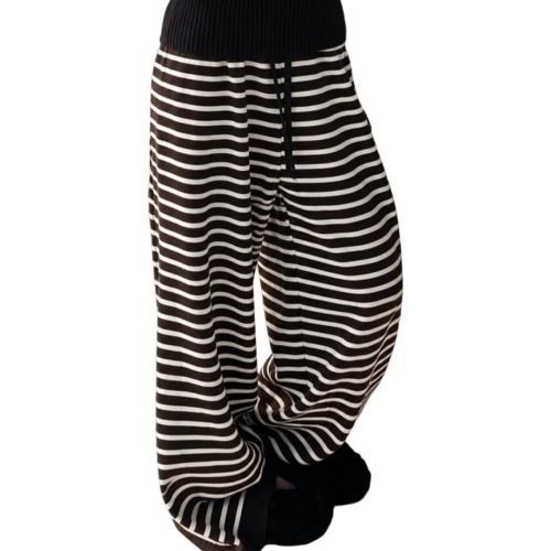 Striped Cute Pj Lounge Pants Woman Grunge Wide Leg Emo Alt Loose Y2k Pjs 2000s Casual Teen Pajamas Pants