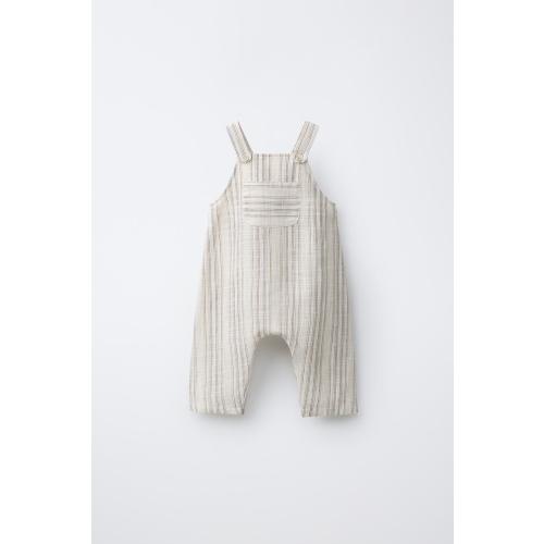 LONG STRIPED OVERALLS - Light beige | ZARA United States