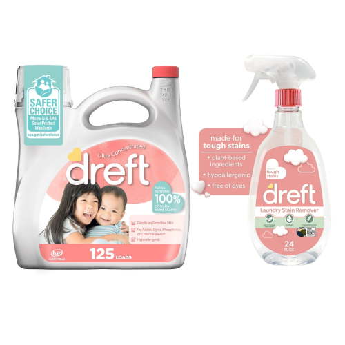 Dreft Baby Laundry Detergent 170 fl oz + Stain Remover 24 oz | Free Ship