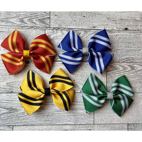 Wizard hair bow for baby, wizard cosplay, house colors, maroon and gold, blue and silver, green and silver, yellow and black, hair accessory