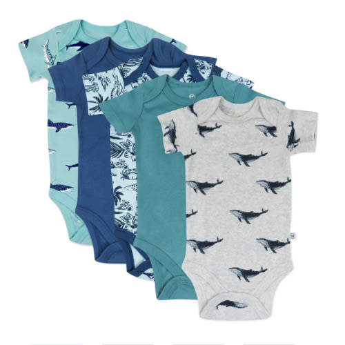 5-Pack Organic Cotton Short Sleeve Bodysuits | Honest Baby Clothing | Seaside Fun