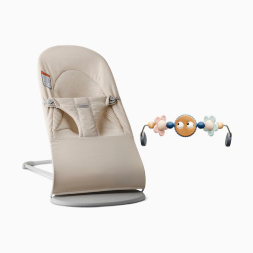 Bouncer Balance Soft and Toy Bar Bundle - Light Beige/Pastels