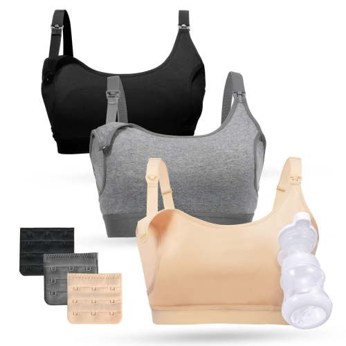 Hands Free Pumping Bra, Momcozy Adjustable Breast-Pump Holding and Nursing Bra, 3 Pack