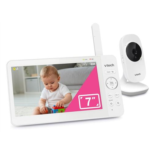 VTech Video Baby Monitor with 7" Color LCD Screen, Portable, Long Battery Life, Clear Audio/Video Quality, Secure Tranmission, No Wi-Fi, 2-Way Audio, Temperature Sensor, Travel Monitor: 819 Max