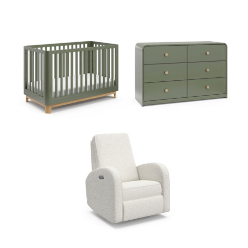 Storkcraft Santos 3-In-1 Convertible Crib, Santos 6 Drawer Dresser, And Santa Monica Power Recliner 3-Piece Nursery Set & Reviews | Wayfair