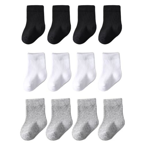 Baby Crew Socks Baby Newborn Socks 12-Pack Baby Sock 0-3/3-6 Months Infant