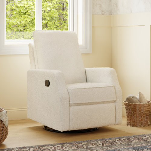 daVinci Lucas Pillowback Manual Swivel Recliner - Cozy Cream Boucle