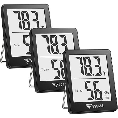 DOQAUS Digital Hygrometer Indoor Thermometer 3 Pack, Room Thermometer with 5s Fast Refresh, Accurate Humidity Meter Temperature Sensor for Home, Bedroom, Baby Room, Office, Greenhouse, Cellar (Black)