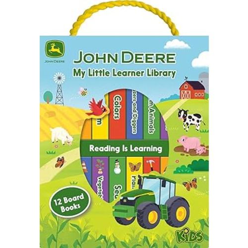 My Little Learner Library John Deere Kids 12-Book Set Board Book - Learning First Words, Numbers, Farm Animals and More