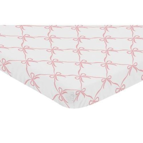 Sweet Jojo Designs Girl Baby Fitted Mini Crib Sheet Ballerina and Ballet Bows Pink and White