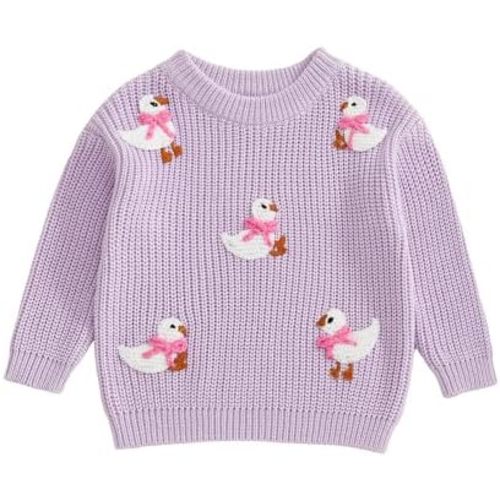 Infant Toddler Baby Girl Knit Sweater Long Sleeve Floral Embroidery Pullover Sweatshirt Warm Fall Winter Clothes