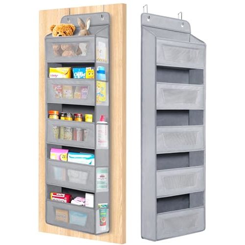 Meolsaek Over the Door Organizer, 46lbs Load and Anti-Tilt Design, 5 Tier Behind the Door Storage, Hanging Door organizer Perfect for Closet Organizers, Bathroom Storage