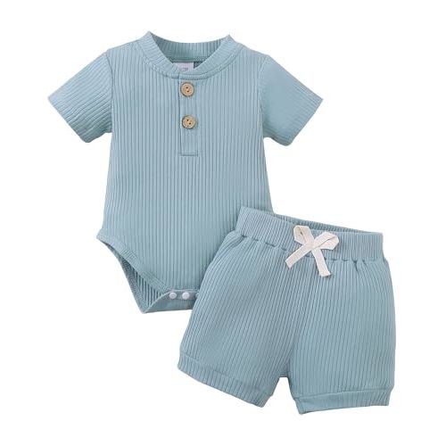 Jecson Newborn Boy Clothes Baby Boy Outfits Set Baby Boy Summer Clothes Soft Cotton Short Sleeve Top and Shorts for 0-18M
