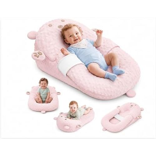 Baby Lounger Pillow, Nursing Pillow & Tummy Time Mat with Washable Cover