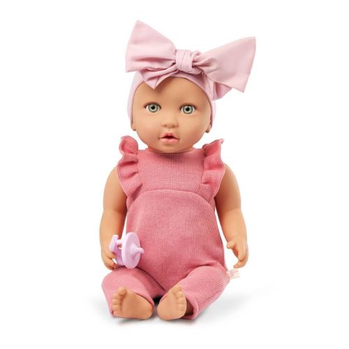 LullaBaby 14" Baby Doll with Pink Romper Blue Eyes Fair Skin