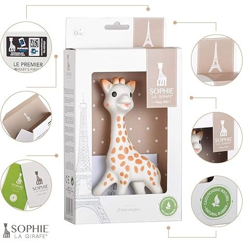 Sophie la girafe | Handcrafted for 60 Years in France | Natural Rubber | Designed for Teething Babies | Awaken All 5 Senses | Easy to Clean