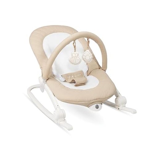 Baby Delight Aura | Deluxe Portable Rocker & Seat for Infants | Soothing Vibration & Sounds | Baby Rocker | Quilted Organic Mocha