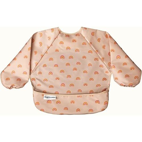 Tiny Twinkle Long Sleeve Bib for Babies & Toddlers – Waterproof Smock Bib for Eating – Machine Washable & Mess-Proof, Baby Feeding Essential & Shower Must-Have(Boho Rainbow, 6–24M)