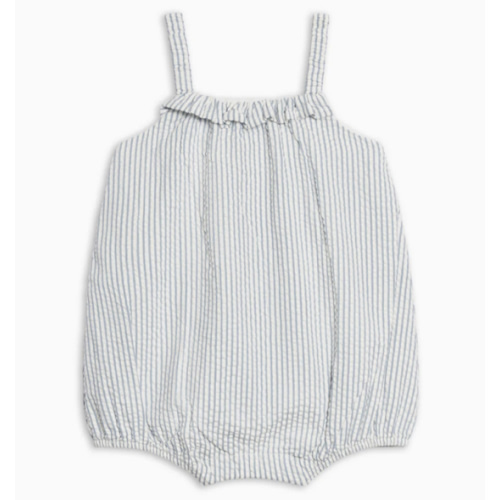 Rosalie Seersucker Ruffle Bubble Romper