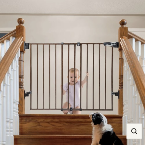 Wood Pattern No Bottom Bar Baby Safety Gate (26-55") | Babelio B17