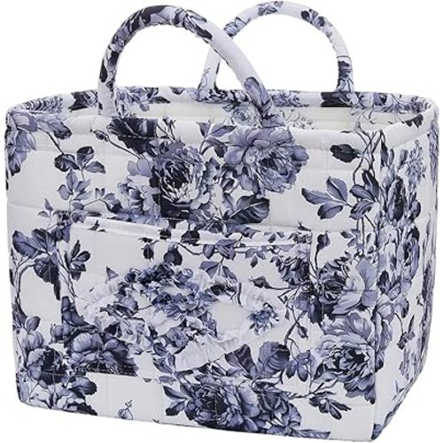 Boho Fabric Storage Basket, Large Capacity Laundry Basket, 12.2'' x 10.23'' x 10.23'' Collapsible Laundry Hamper with Easy Carry Handles (A Multi-Color 1, L)