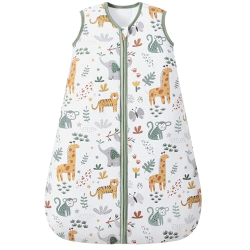 FIEMOL Baby Sleep Sack 6-12 Months, 2.5 TOG Cotton Winter Baby Wearable Blanket with 2-Way Zipper, Warm Soft Sleeping Bag for Newborn Infant Boy Girl, Medium Giraffe