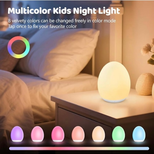 Amazon.com: MediAcous Night Light for Kids, 7 Colors Changing Egg Light for Nursery | Stepless Dimming, Soft Silicone Touch Night Lamp with 1 Hour Timer, Rechargeable Nursery Night for Breastfeeding
